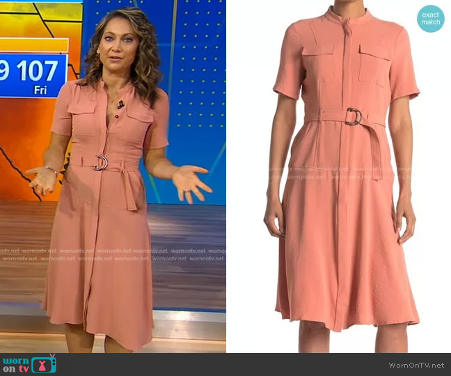 Airflow Crepe Shirtdress by London Times worn by Ginger Zee on Good Morning America