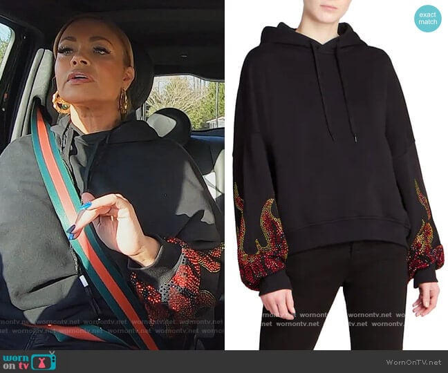 Rhinestone Flame Cropped Hoodie by Alexandre Vauthier worn by Gizelle Bryant on The Real Housewives of Potomac