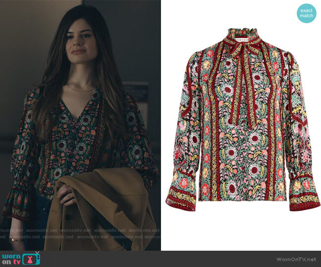 Reilly Flower Pot-print blouse by Alice + Olivia worn by Caroline Day on Billions