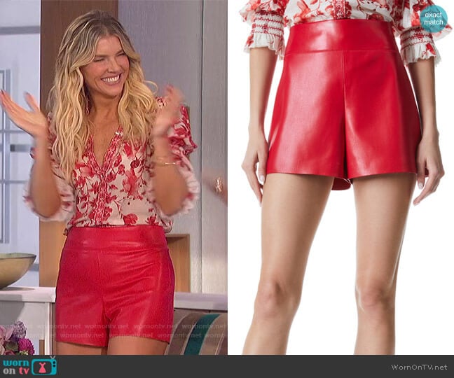 Donald Vegan Leather Shorts by Alice + Olivia worn by Amanda Kloots on The Talk