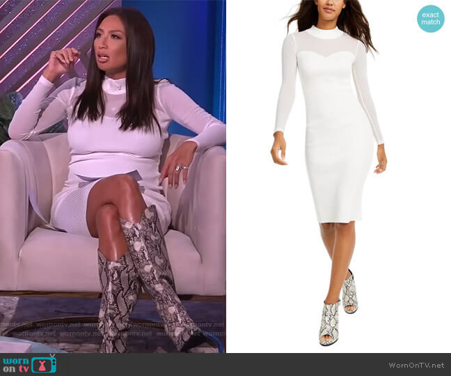 Illusion-Mesh Sweater Dress by Almost Famous worn by Adrienne Houghton on The Real