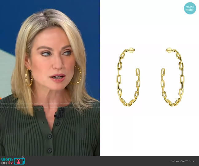 Anchor Chain Hoops by Accessory Concierge worn by Amy Robach on Good Morning America