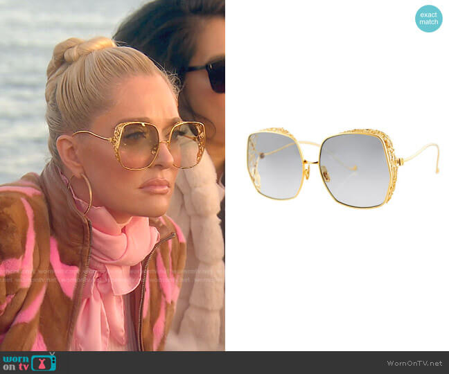 Square Framed Sunglasses by Anna Karin Karlsson worn by Erika Jayne on The Real Housewives of Beverly Hills