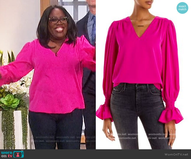 Puff Sleeve Top by Aqua worn by Sheryl Underwood on The Talk