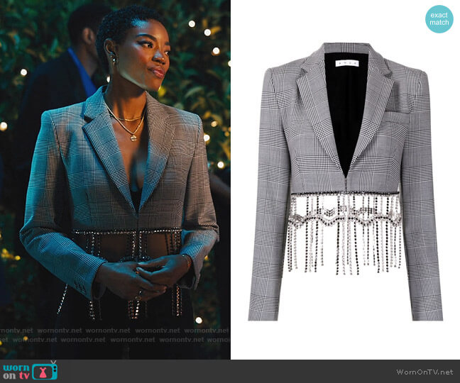 Crystal Strand Embellished Blazer by Area worn by Nicole Chanel Williams on Our Kind of People