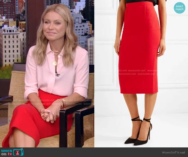 Arreton Skirt by Roland Mouret worn by Kelly Ripa on Live with Kelly and Mark