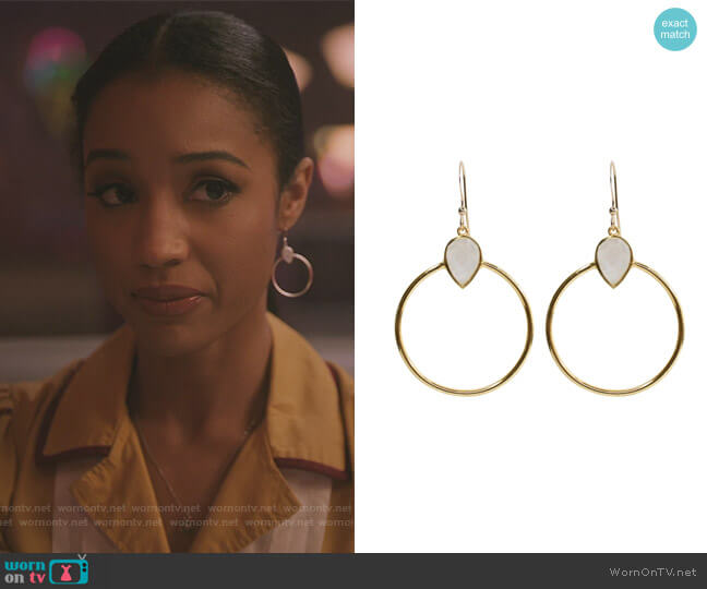 Baja Rainbow Moonstone Earrings by Brooklyn Designs worn by Erin Westbrook on Riverdale worn by Tabitha Tate (Erinn Westbrook) on Riverdale