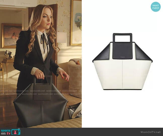 Big Tote Tote Bag In Black by Giaquinto worn by Fallon Carrington (Elizabeth Gillies) on Dynasty