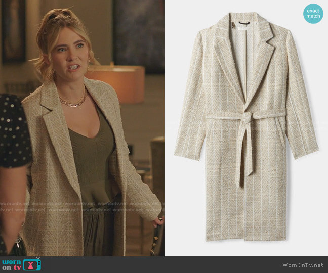 Wrap Coat by Billy Reid worn by Amanda Carrington (Eliza Bennett) on Dynasty