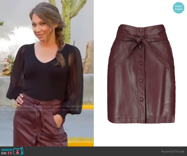 Vegan Leather Button Front Skirt by Bishop + Young worn by Ginger Zee on Good Morning America