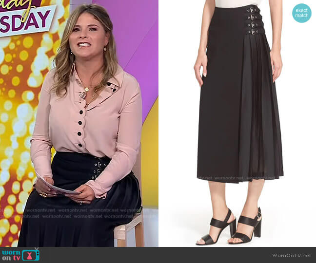 Booth Buckle Embellished Skirt by A.L.C. worn by Jenna Bush Hager on Today