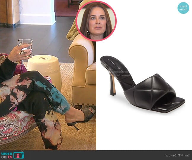 BV Lido Slide Sandal by Bottega Veneta worn by Kyle Richards on The Real Housewives of Beverly Hills