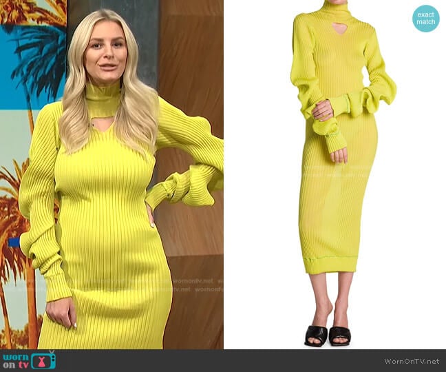 Lightweight Spirals Knit Midi Dress by Bottega Veneta worn by Morgan Stewart on E! News