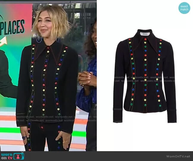 Button-Trimmed Shirt by Christopher John Rogers worn by Heidi Gardner on Today