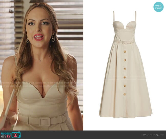 Belted Midi Dress by Carolina Herrera worn by Fallon Carrington (Elizabeth Gillies) on Dynasty