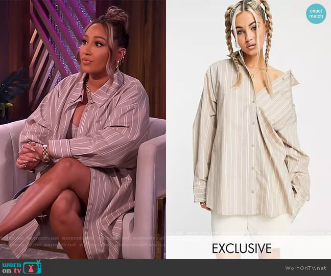 Drop Shoulder Oversized Shirt by Collusion by ASOS worn by Adrienne Houghton on The Real