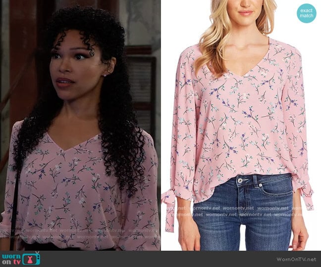 WornOnTV: Portia’s pink floral top on General Hospital | Brook Kerr ...