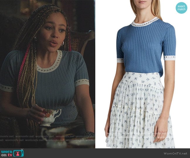 Superfine Rib-Knit & Eyelet Sweater by Chloe worn by Toni Topaz (Vanessa Morgan) on Riverdale