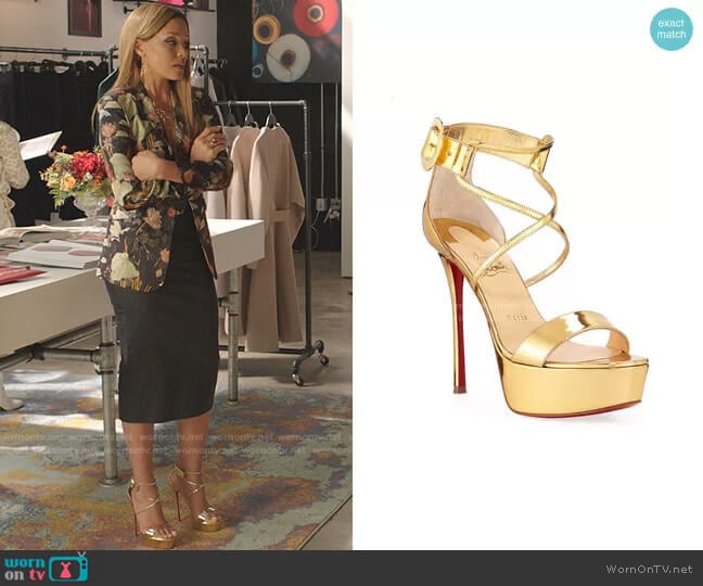 Choca Specchio Red Sole Sandals by Christian Louboutin worn by Dominique Deveraux (Michael Michele) on Dynasty