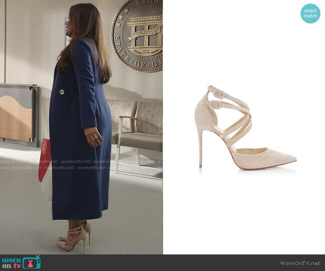 Victorilla Perforated Leather Pumps by Christian Louboutin worn by Cristal Jennings (Daniella Alonso) on Dynasty