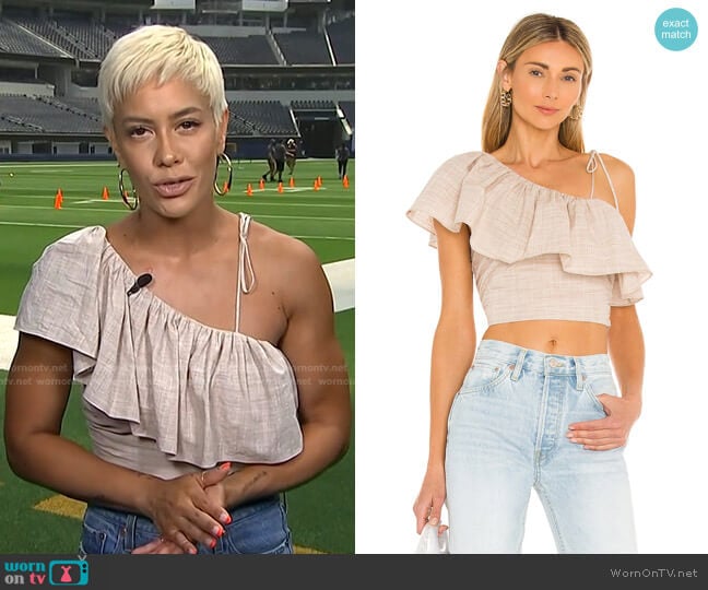 Lilibeth Top by Cinq a Sept worn by Sibley Scoles on Access Hollywood