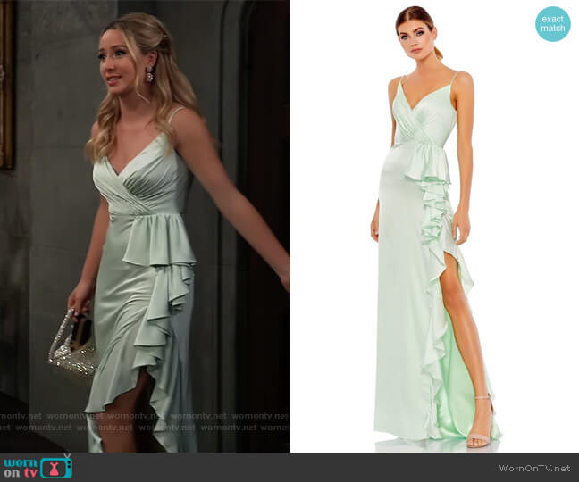 Cascading Ruffle Gown by Mac Duggal worn by Josslyn Jacks (Eden McCoy) on General Hospital