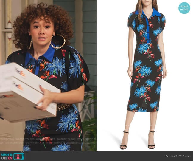 Elly Floral Dress by Diane von Furstenberg worn by Jade (Talia Jackson) on Family Reunion