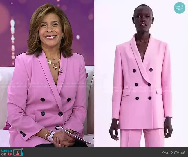 Double Breasted Blazer by Zara worn by Hoda Kotb on Today