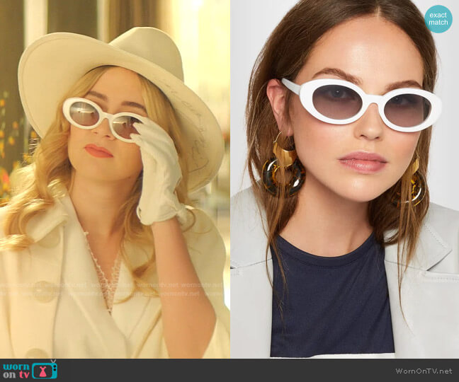 McKinley Sunglasses by Elizabeth and James worn by Amanda Carrington (Eliza Bennett) on Dynasty