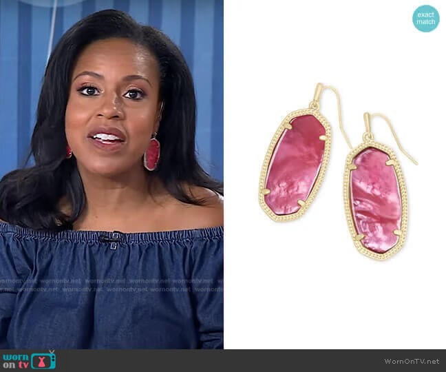 Elle Drop Earrings in Berry Illusion by Kendra Scott worn by Sheinelle Jones on Today