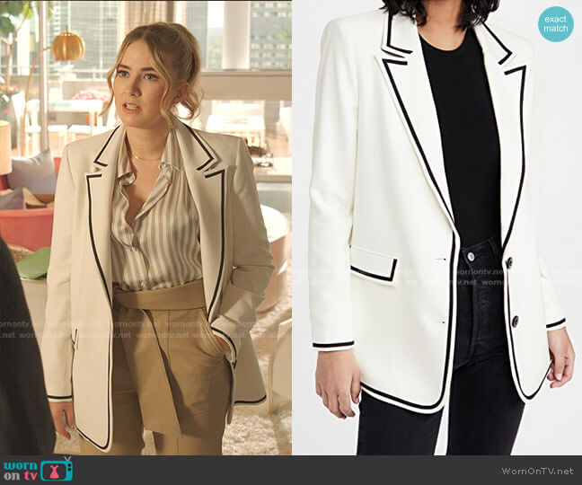 Elna Long Blazer by Alice + Olivia worn by Amanda Carrington (Eliza Bennett) on Dynasty