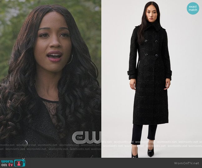 Shimmer Wool Double-Breasted Coat by Elodie worn by Erinn Westbrook on Riverdale worn by Tabitha Tate (Erinn Westbrook) on Riverdale