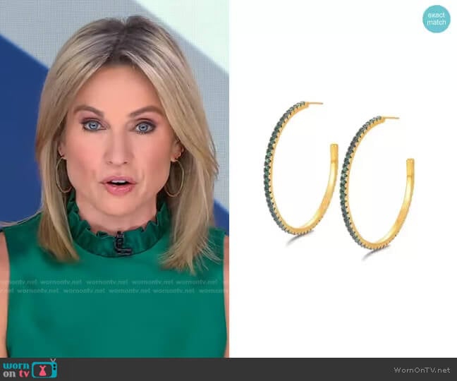 Emerald CZ Hoops by Accessory Concierge worn by Amy Robach on Good Morning America