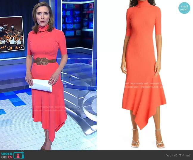 Erynna Turtleneck Midi Dress by A.L.C. worn by Margaret Brennan on CBS Evening News