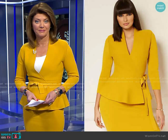 Estelle Cardigan - Eva Mendes Collection by New York & Company worn by Norah O'Donnell on CBS Evening News