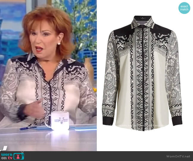 Camicia Boyfriend-Fit Print Silk Shirt by Etro worn by Joy Behar on The View