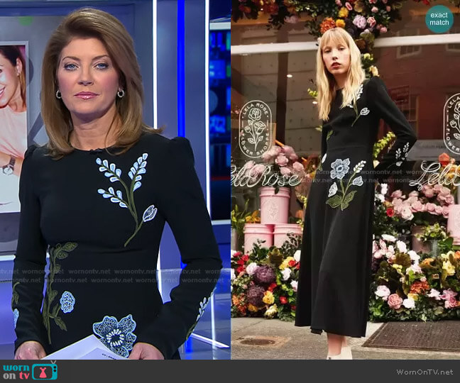 Fall 2020 Collection by Lela Rose worn by Norah O'Donnell on CBS Evening News