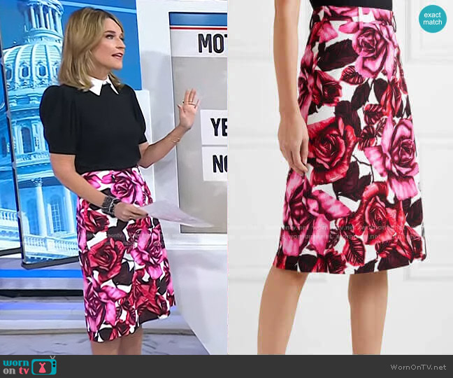 Floral-Print Skirt by Prada worn by Savannah Guthrie on Today