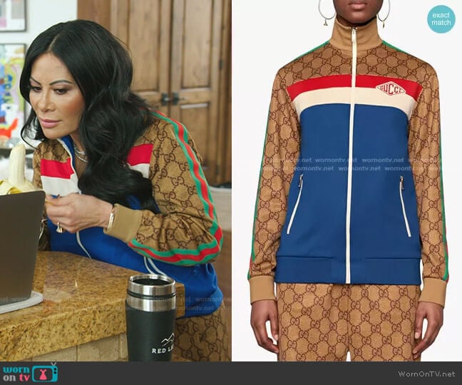 GG Technical Jersey Jacket by Gucci worn by Jen Shah on The Real Housewives of Salt Lake City