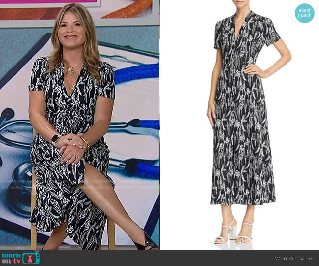 WornOnTV: Jenna’s black printed v-neck dress on Today | Jenna Bush ...