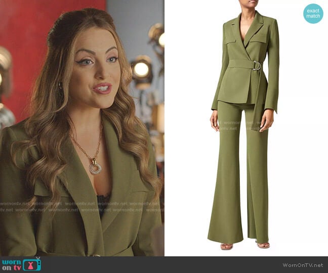 Matte Safari Jacket and Trousers by Galvan worn by Fallon Carrington (Elizabeth Gillies) on Dynasty