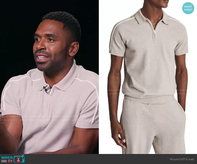 WornOnTV: Justin’s light grey zip polo shirt on E! News Daily Pop ...