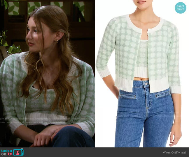 Gingham Cropped Cardigan by Lucy Paris worn by Alice Caroline Horton (Lindsay Arnold) on Days of our Lives