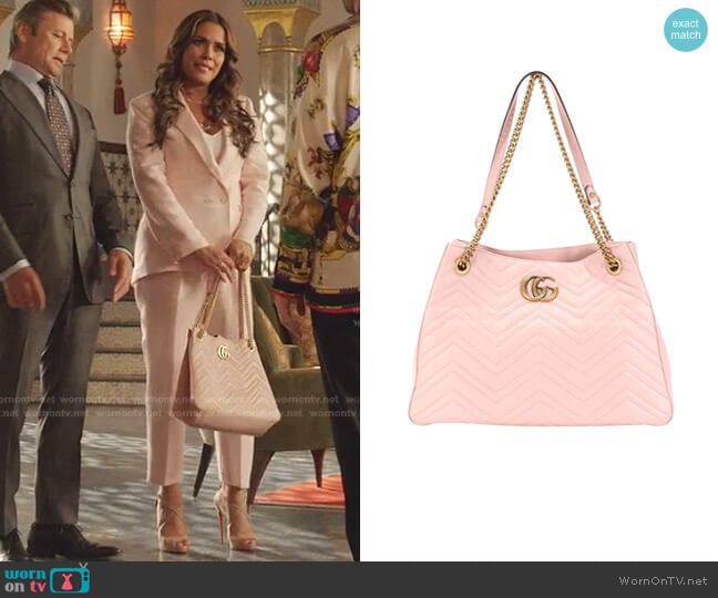 Matelasse GG Marmont Shoulder Tote Bag by Gucci worn by Cristal Jennings (Daniella Alonso) on Dynasty