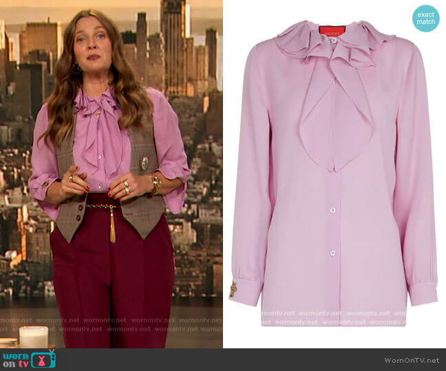 Silk Blouse by Gucci worn by Drew Barrymore on The Drew Barrymore Show