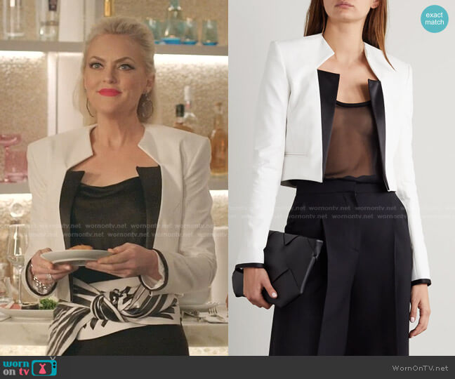 Silk-Trimmed Cotton-Twill Jacket by Haider Ackermann worn by Alexis Carrington (Elaine Hendrix) on Dynasty