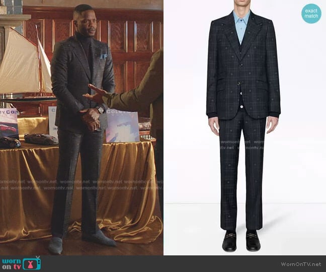 Heritage Bee Checked Suit by Gucci worn by Jeff Colby (Sam Adegoke) on Dynasty