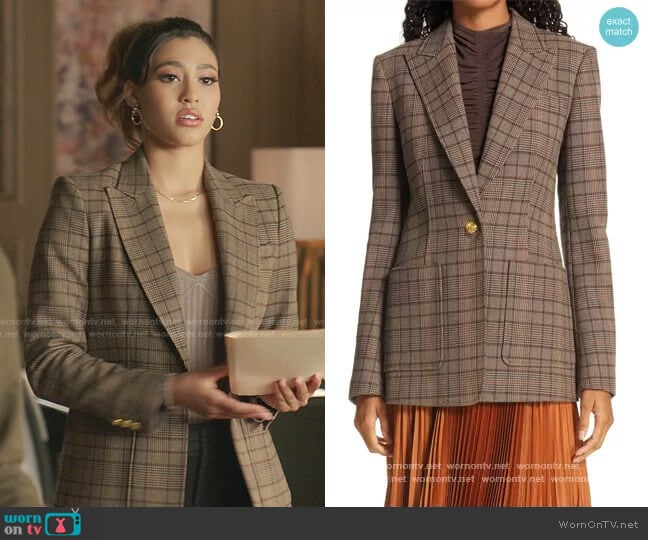 Hicks Check Single Button Blazer by A.L.C. worn by Kara Royster on Dynasty