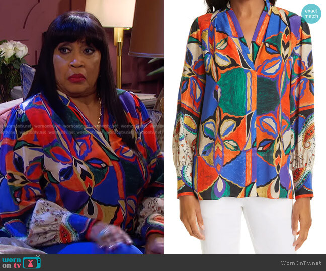 Jojo Silk Blouse by Kobi Halperin worn by Paulina Price (Jackée Harry) on Days of our Lives