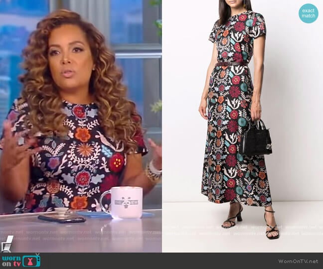 Floral Maxi shiftsilk Dress by La DoubleJ worn by Sunny Hostin on The View